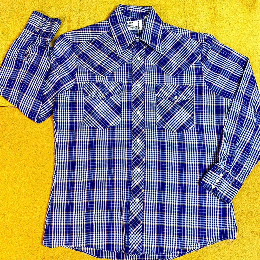 Vtg SUTTON PLACE Super Lightweight Western Snap-Front Dress Shirt - Med